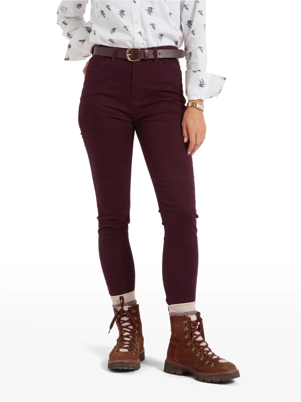 Schöffel Women's High-Rise “Poppy” Skinny Jeans in Wine